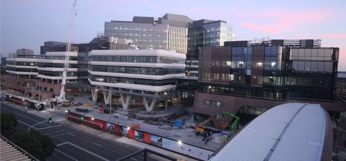 Construction site - footbridge and main building