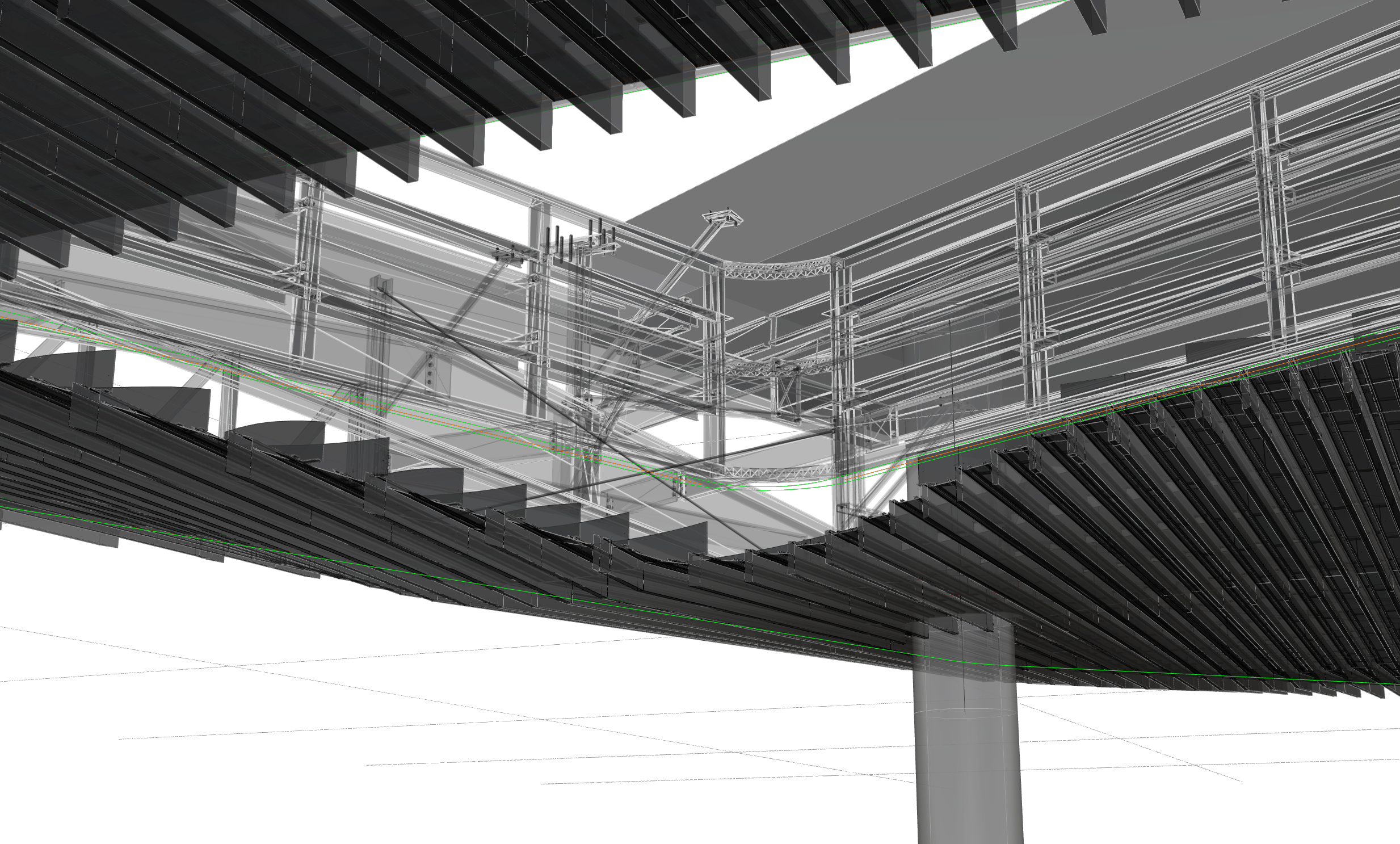 Parametric canopy soffit - batten layout and supports