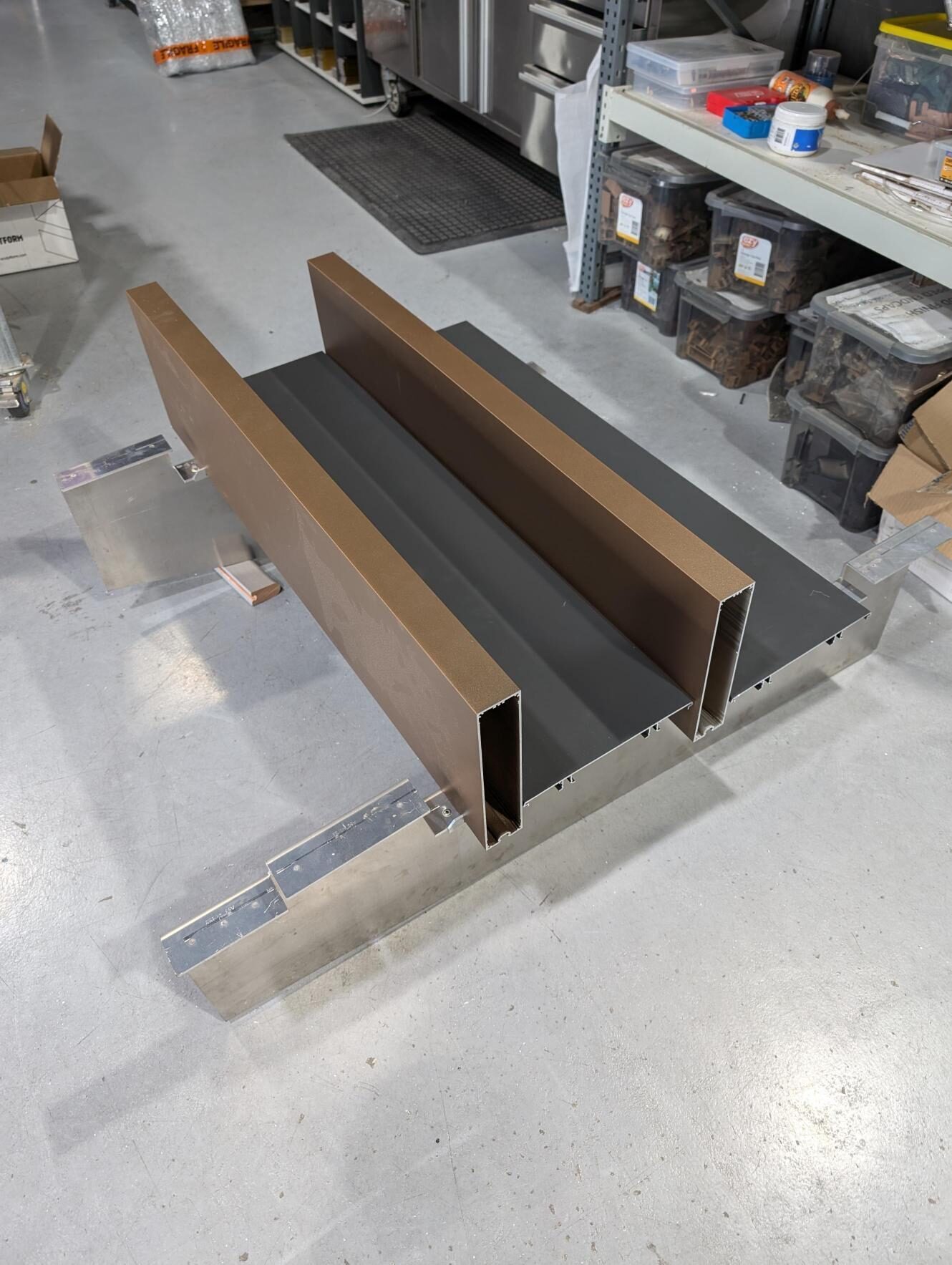 Aluminium batten field from below