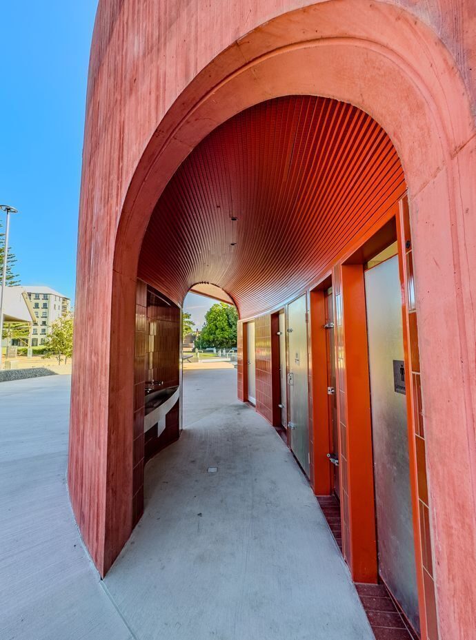 Completed kiosk exterior on the beachfront